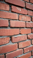 Fototapeta premium Red Brick Wall Texture Featuring Mortar in an Urban Setting Showcasing Industrial Design Elements