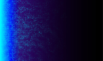The abstract halftone background consists of different dots and abstract blue glowing