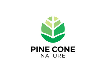 pine cone leaf tree nature logo design vector template