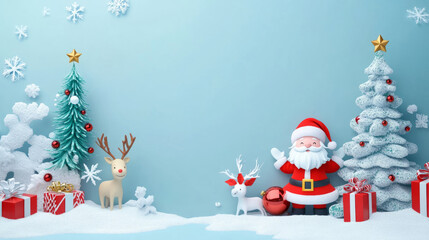 Santa Claus and Snowman Cartoon Spreading Christmas Cheer.Cute Christmas Cartoon: Santa and Snowman in Winter Wonderland.A Whimsical Christmas Cartoon Scene