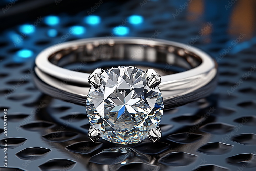 Poster pixel art of a diamond ring with a shiny gemstone in retro 8-bit style, capturing a nostalgic feel