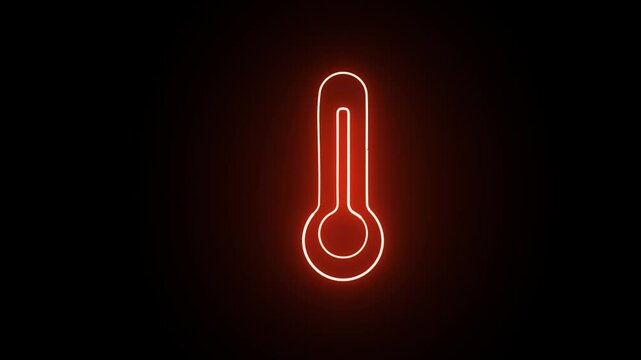 Neon glowing thermometer icon