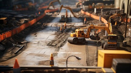 A photo of a construction site with a focus on roadwork
