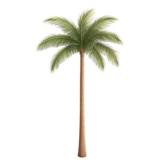 Obraz premium Tall palm tree with lush green fronds isolated on white background. transparent background