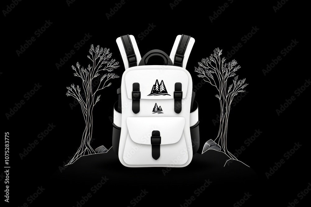 Poster simple icon of a backpack with a few clean lines, representing adventure and exploration
