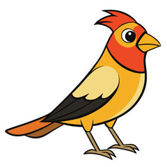 Goldfinch, cute bird. Vector isolated illustration