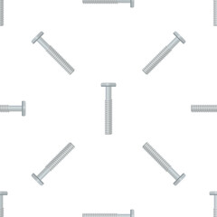 Carriage bolts repeating on white background, creating seamless pattern ideal for construction or industrial themes