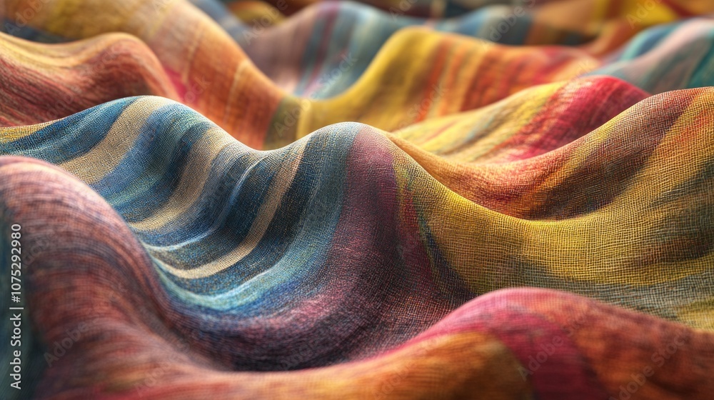 Poster a colorful piece of fabric with a wave pattern