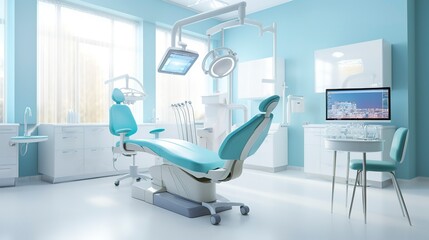 A photo of a dental surgery room with specialized charts