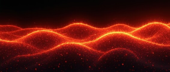 Molten Lava Waves on Black Background