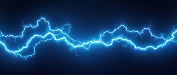 Abstract Blue and White Electric Streaks in a Lightning Wave Pattern