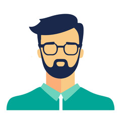 A young man wearing glasses and a green shirt poses against a plain background