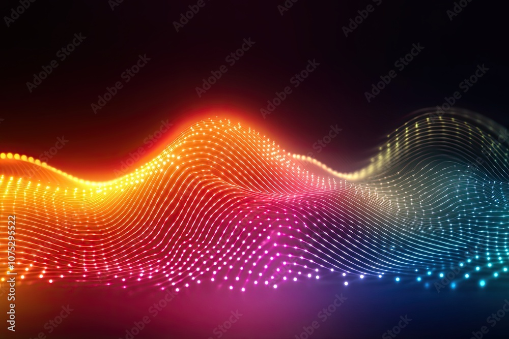 Fototapete digitally rendered tensor fields with illuminated arrows and color gradients illustrating depth