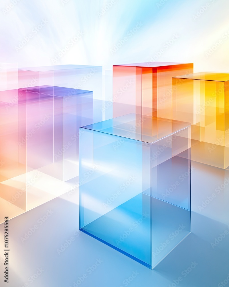 Aufkleber Exploring Multidimensional Space Through a Tesseract Projection With Illuminated Layers