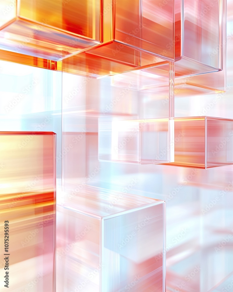 Aufkleber Digital Tesseract Showcase: Illuminated Layers in 3D Visual Space