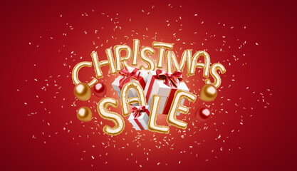 Decorative inflated foil balloon 2025 sale christmas font, red background © Alexandr Bognat