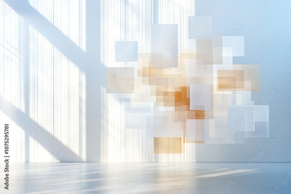 Poster Digital Tesseract Projection Reveals Immersive Multidimensional Space With Illuminated Layers