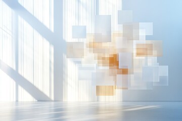 Fototapeta premium Digital Tesseract Projection Reveals Immersive Multidimensional Space With Illuminated Layers