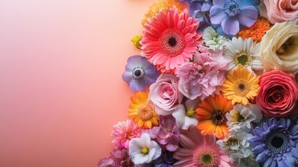 Obraz premium Oil painting depicting a colorful bouquet of flowers on a blank background showcasing a variety of blooms