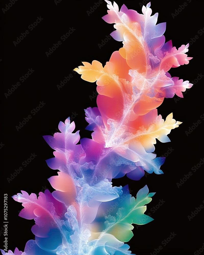 Aufkleber Vibrant Fractal Mandelbrot Set on a Dark Background Showcasing Infinite Repeating Patterns