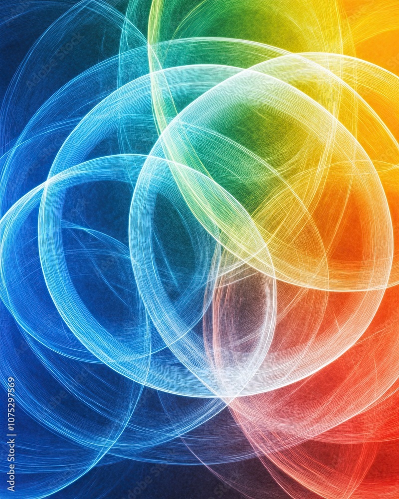 Aufkleber vibrant euler's identity formula overlaid on a dark background with intersecting colorful circles