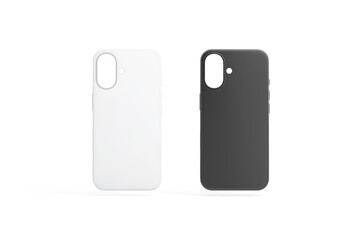 Blank black and white phone case mockup, front view