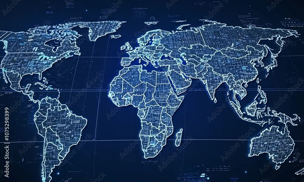 Wall mural global network connection. world map point and line composition concept of global business