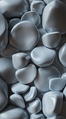 Luminous Grey Rock Tile Wallpaper, rounded shapes, organic forms, intense lighting, digitally enhanced, flowing design, flattened perspective