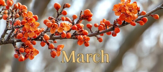 A Branch Flourishing With Life Celebrating the Vibrancy of March and the Arrival of Spring