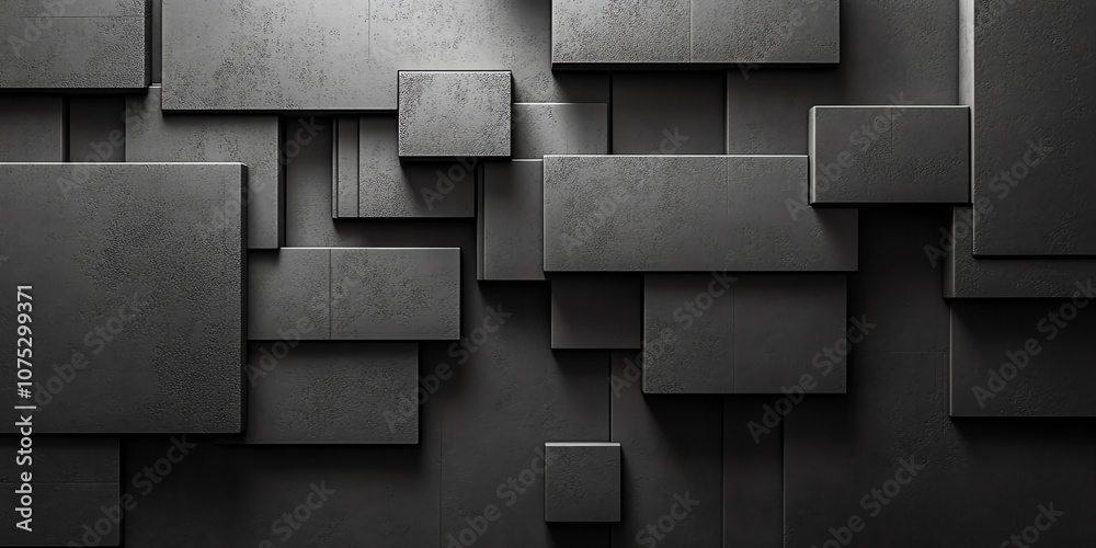 Aufkleber Abstract geometric pattern of overlapping gray squares with a single light source on the top left.