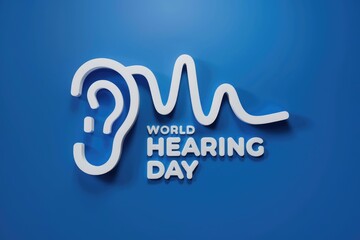 World Hearing Day  symbolized by an ear and sound waves.