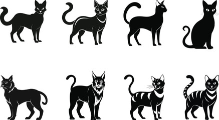 Set of Cats Silhouette Vector