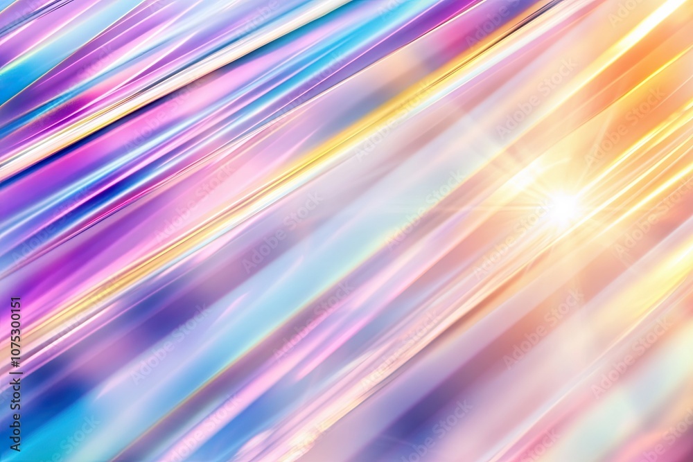 Poster light refracting through a glass prism creates rainbow spectrum on a dark background