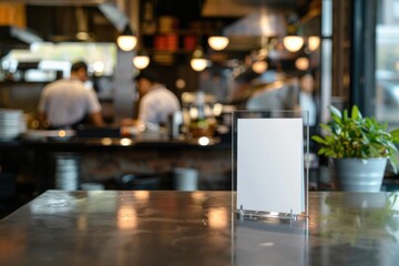 This image captures the bustling activity within a modern restaurant kitchen. The space is equipped with stainless steel appliances and fixtures, reflecting the professionalism of the establishment.