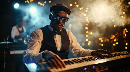 A musician prepares to perform at a charity gala, adding excitement to the nightâ€™s fundraising efforts