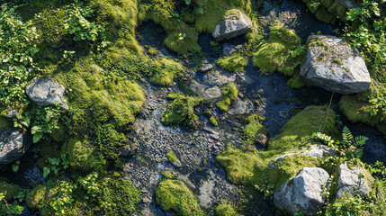 Mossy rock nature scene