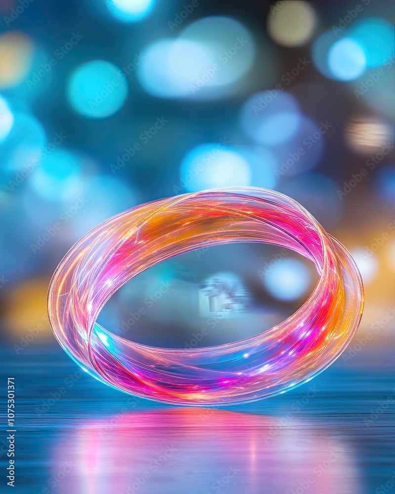 Aufkleber A Colorful Mobius Strip Illustrating a Continuous Surface With Mathematical Symbols in Dim Lighting