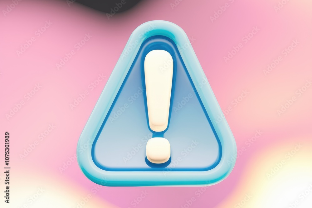 Poster a 3d rendering of an exclamation mark in a blue triangular warning sign.