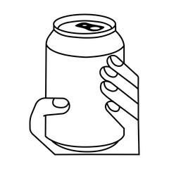 A person holding a can with both hands, showcasing the grip and shape of the beverage container