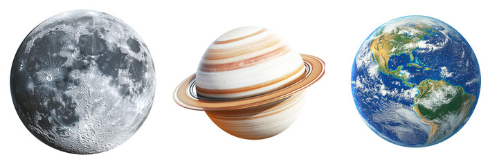 Planet, Galactic and Space Objects Set. For educational and PNG Transparent. 