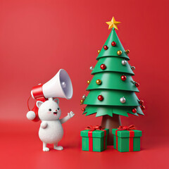 Christmas tree with horn, chirstmas tree with star on top, happy Christmas concept