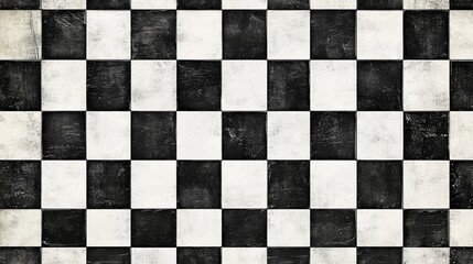 Fototapeta premium A textured black and white checkerboard pattern, creating a classic and stylish surface design.
