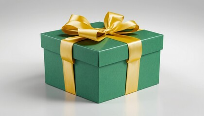 Beautiful green present box with bow and ribbon