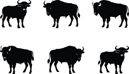 Silhouette of Buffalo set