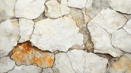Fototapeta premium Oil painting depicting a natural stone texture on a white background showcasing the unique patterns and details of stone surfaces