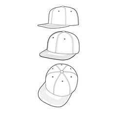Snapback Cap Multiple Angles Illustration for Fashion Design Mockups

