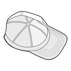 Side Inner View of Cap Flat Template for Fashion Design
