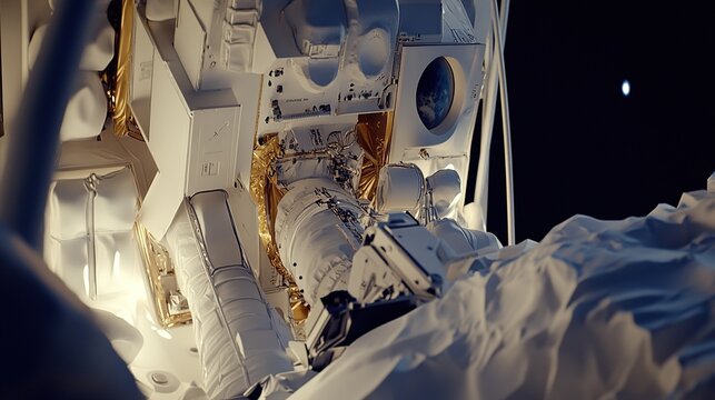 space, probe, equipment, workbench, tools, blueprints, technician, background, workspace, technician working, technology, engineering, research, science, spacecraft, mechanics, design, repair, assembl