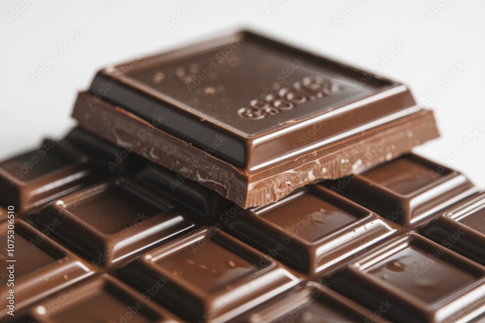 Poster close up of a chocolate bar showing the squares and the brand name.