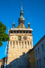 Fototapeta premium Medieval cityscape architecture in Sighisoara town, historical region of Transylvania, Romania, Europe